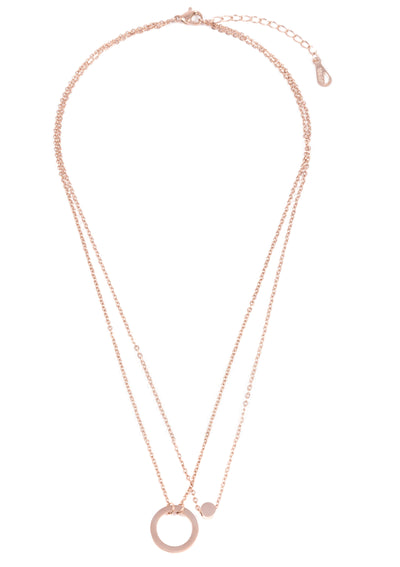 Circle Hoop Layered Pendant Necklace Rose Gold