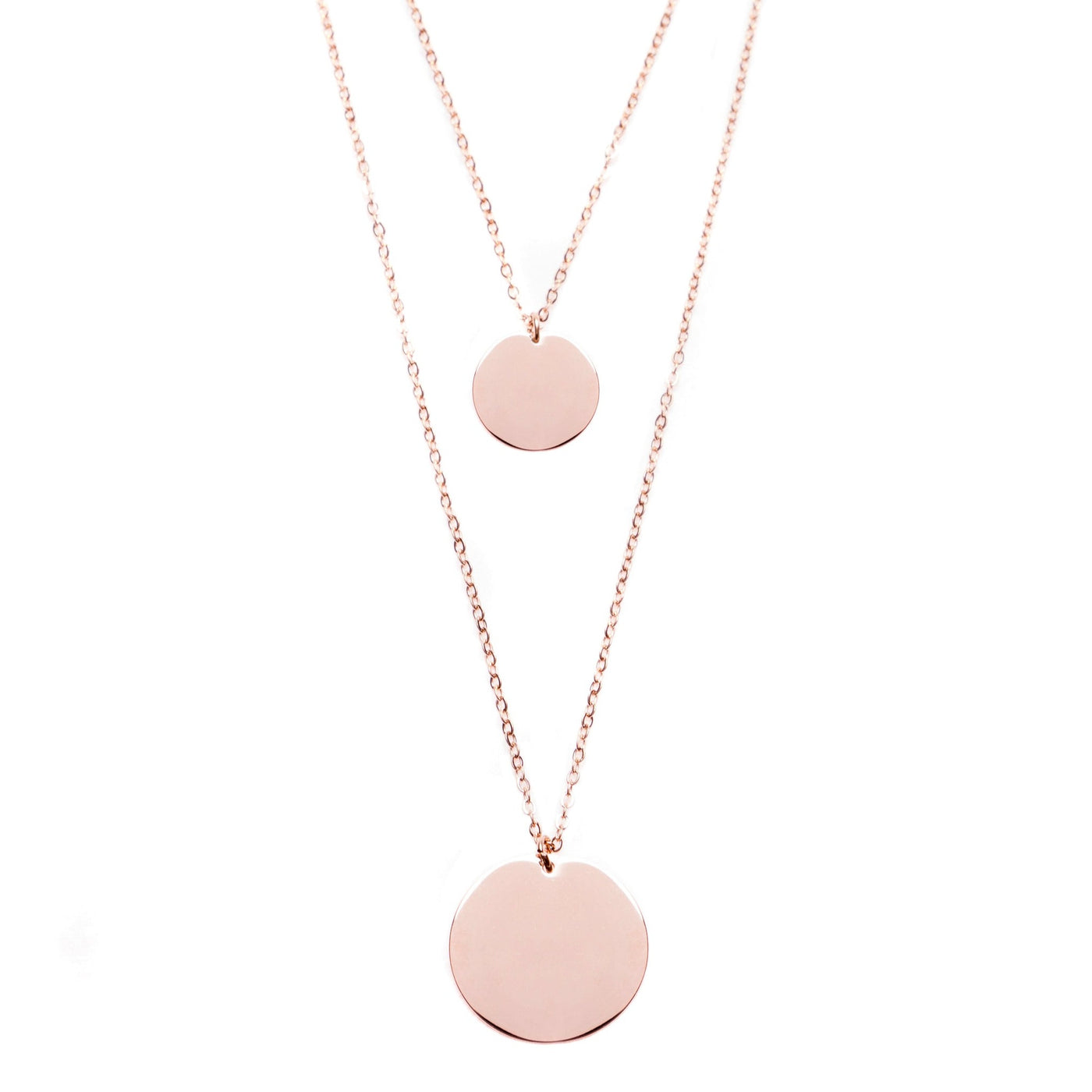 Circle Layered Necklace Rose Gold