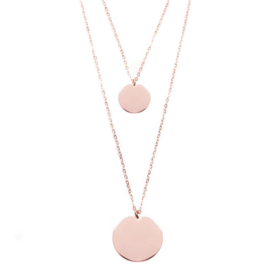 Circle Layered Necklace Rose Gold