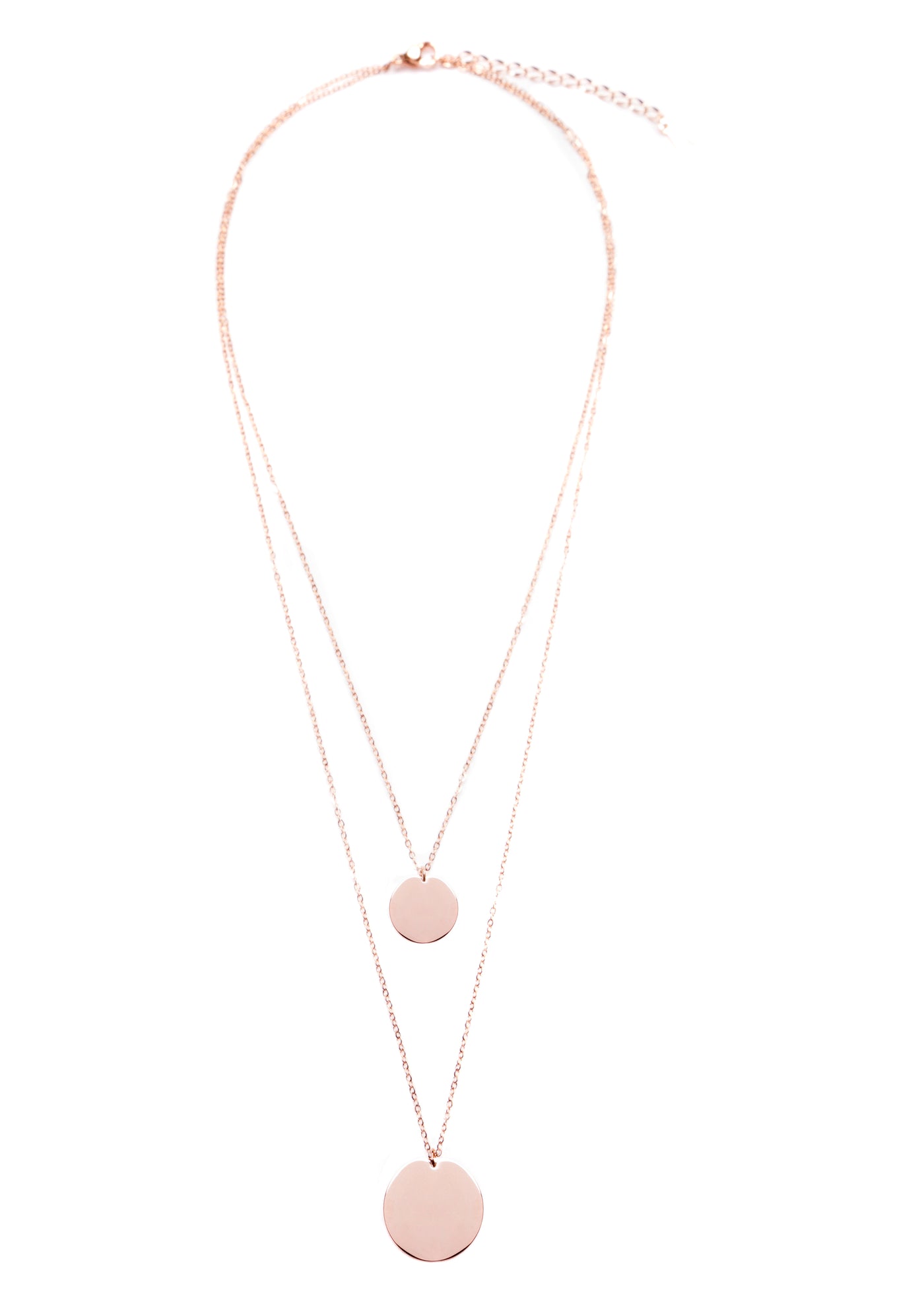 Circle Layered Necklace Rose Gold