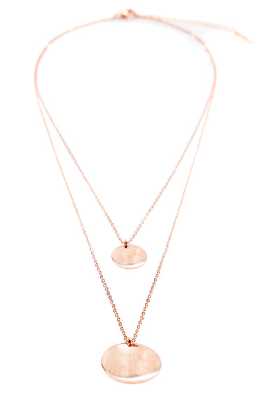 Circle Layered Necklace Rose Gold