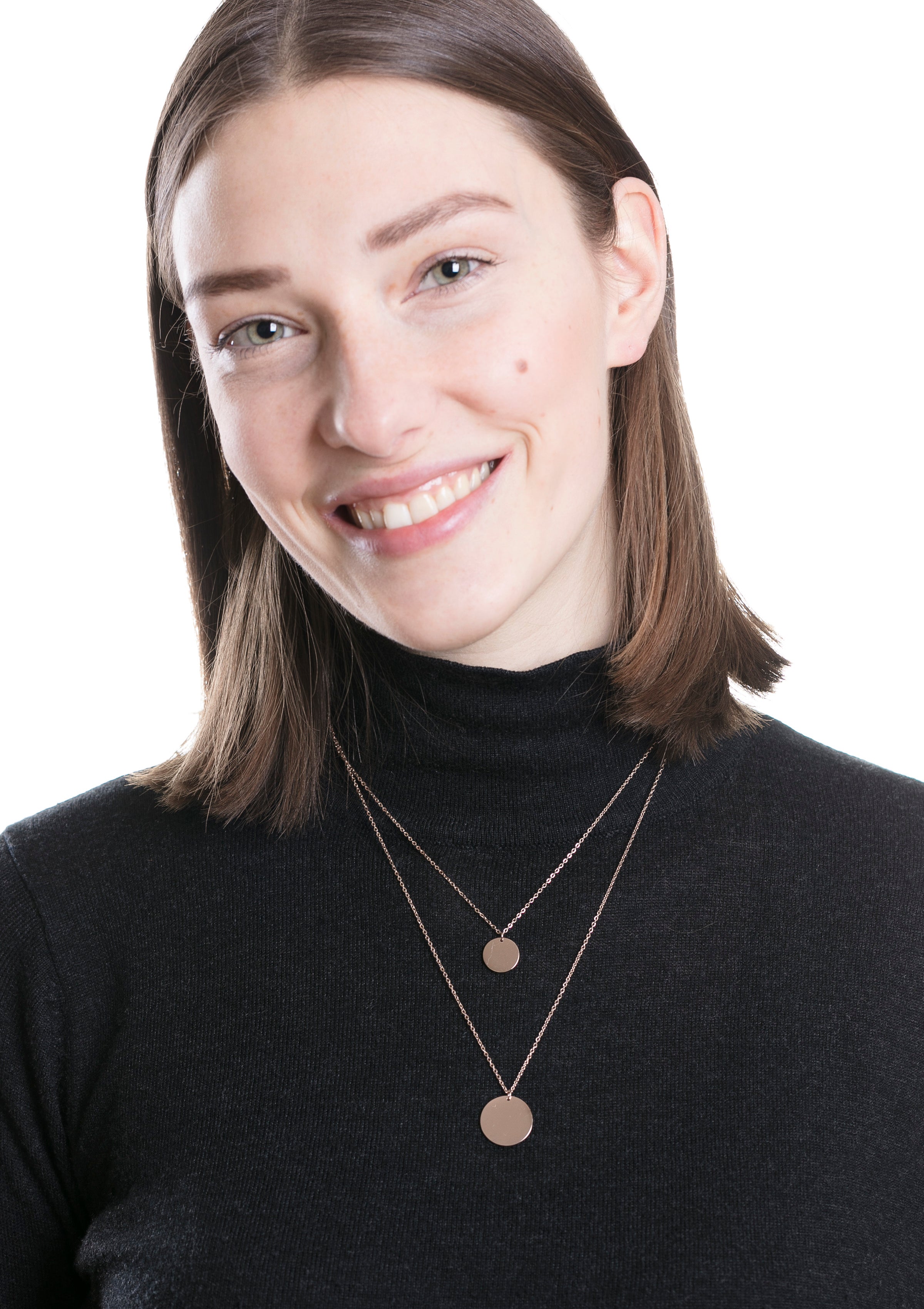 Collier Multirangs Cercles Or Rose