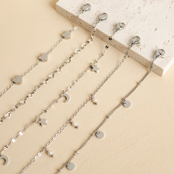 Circles Bobble Chain Anklet Silver
