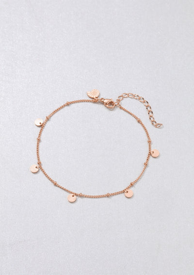 Fußkettchen mit Runden Plättchen Anhängern in Rosegold