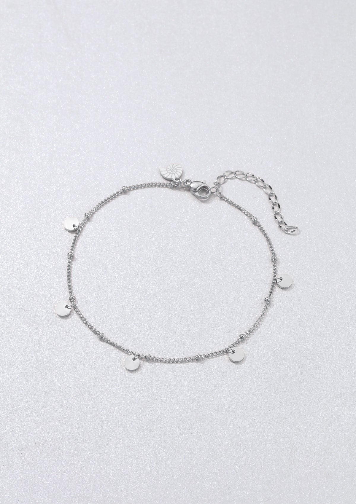Circles Bobble Chain Anklet Silver