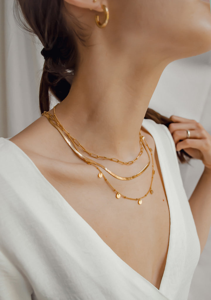 Cercles Bobble Chaîne Collier en Or