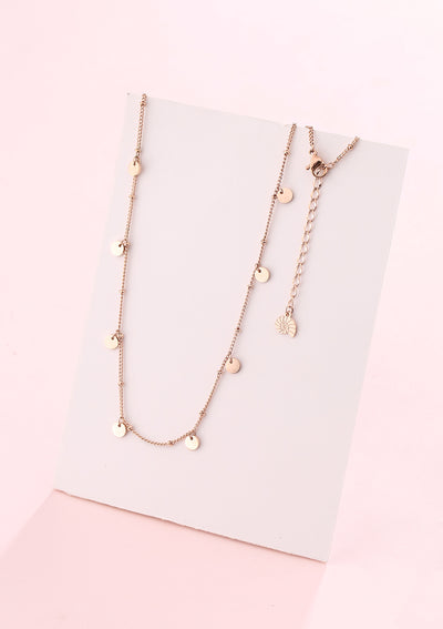 Circles Bobble Chain Necklace Rose Gold