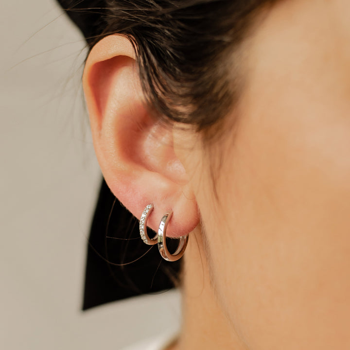 Classic Band and Gemstone Hoop Earring Sets