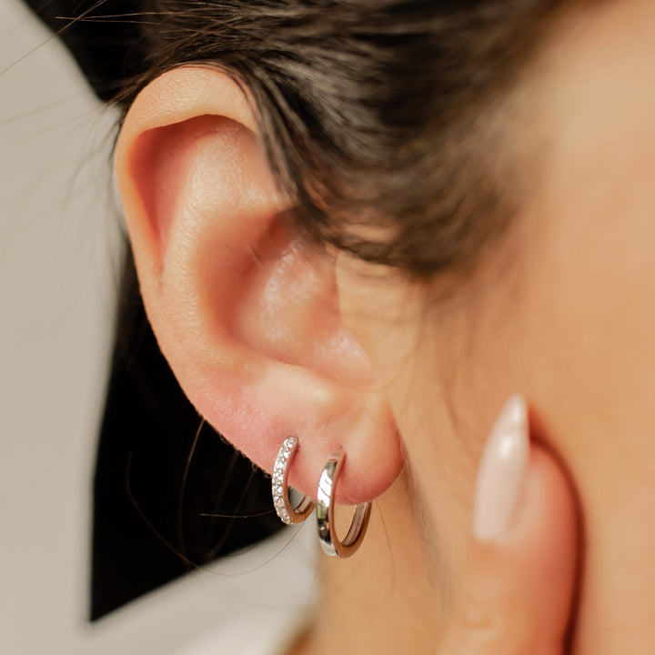 Classic Band and Gemstone Hoop Earring Sets