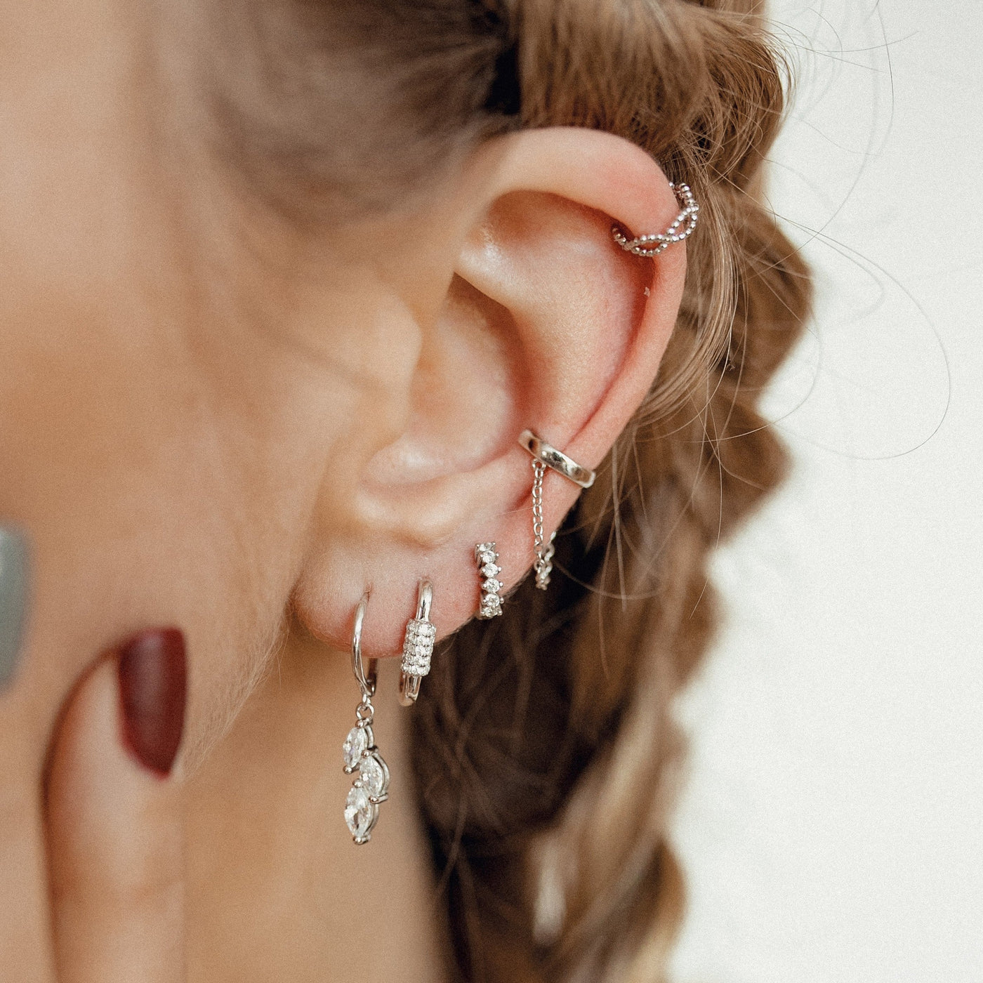 Ear Cuff Cadena Plata de Ley 925