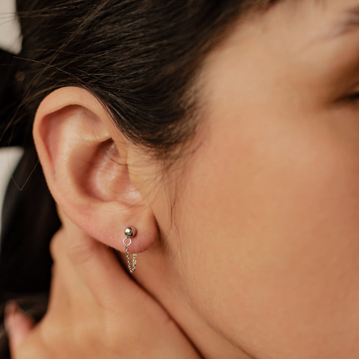 Classic Chain Stud Earrings Sterling Silver