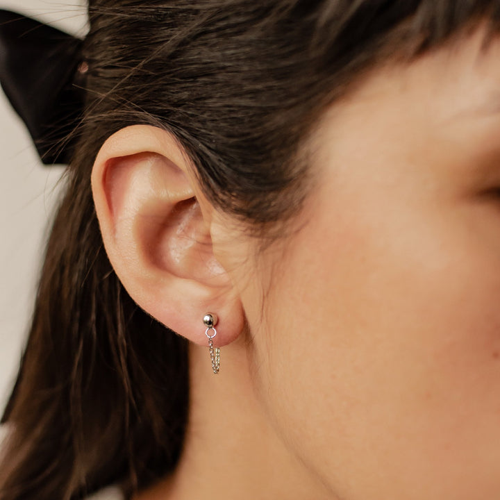 Classic Chain Stud Earrings Sterling Silver