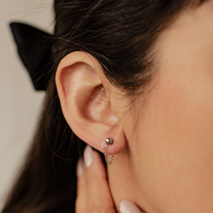 Classic Chain Stud Earrings Sterling Silver