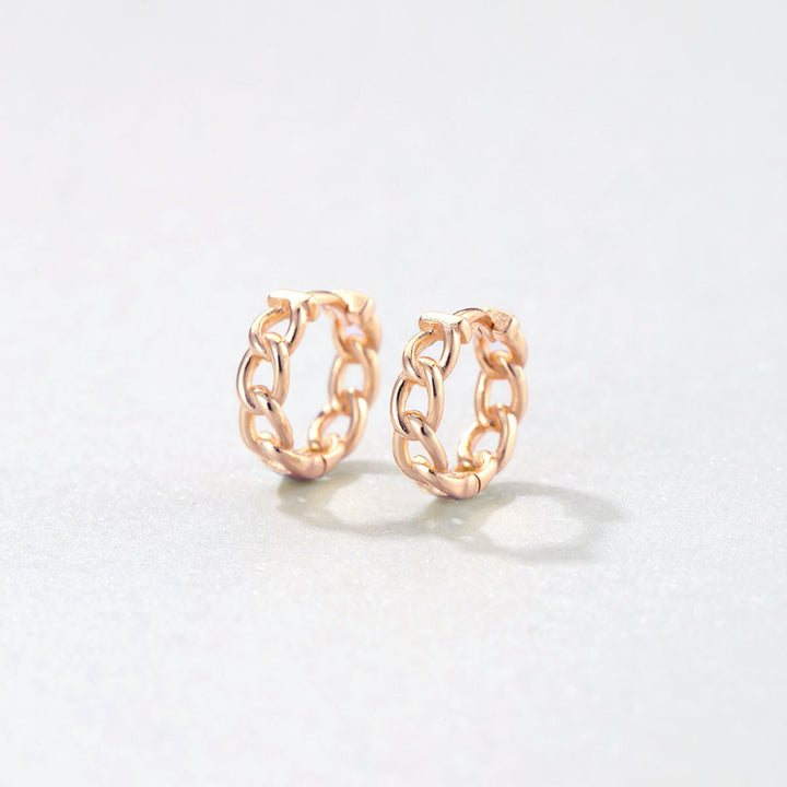 Chunky Chain Huggie Earrings Sterling Silver
