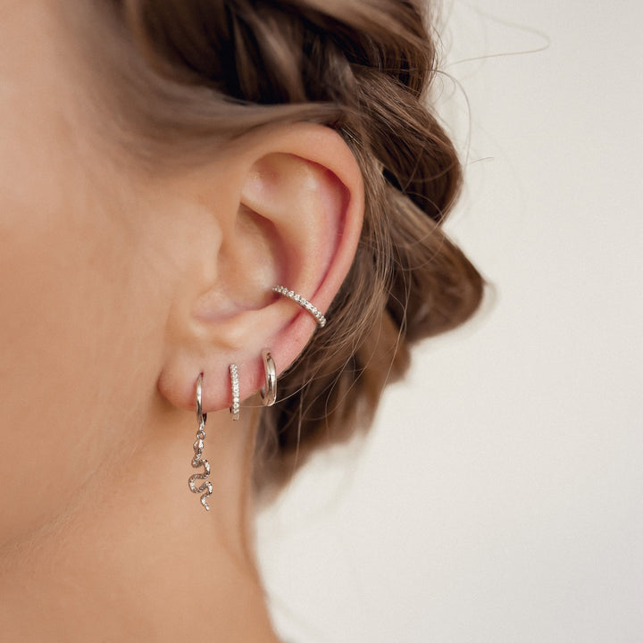 Classic Hoop Huggie Earrings Sterling Silver Gold