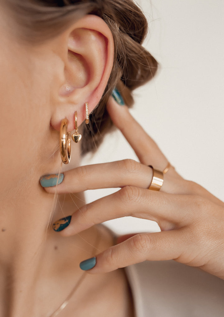 Clear Stone Huggie Earrings Sterling Silver Gold