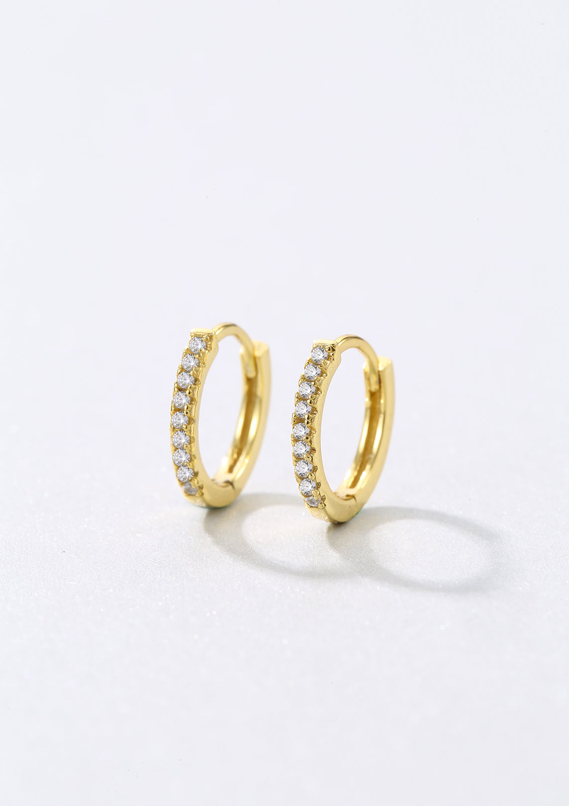 Clear Stone Huggie Earrings Sterling Silver Gold