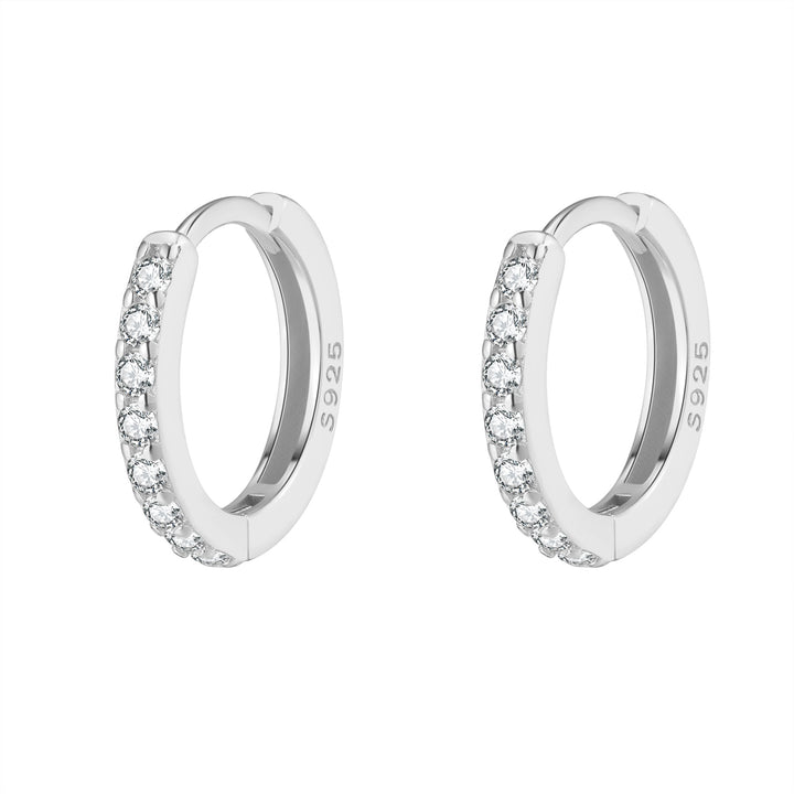 Clear Stone Huggie Earrings Sterling Silver Gold
