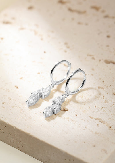 Cluster Huggie Earrings Sterling Silver