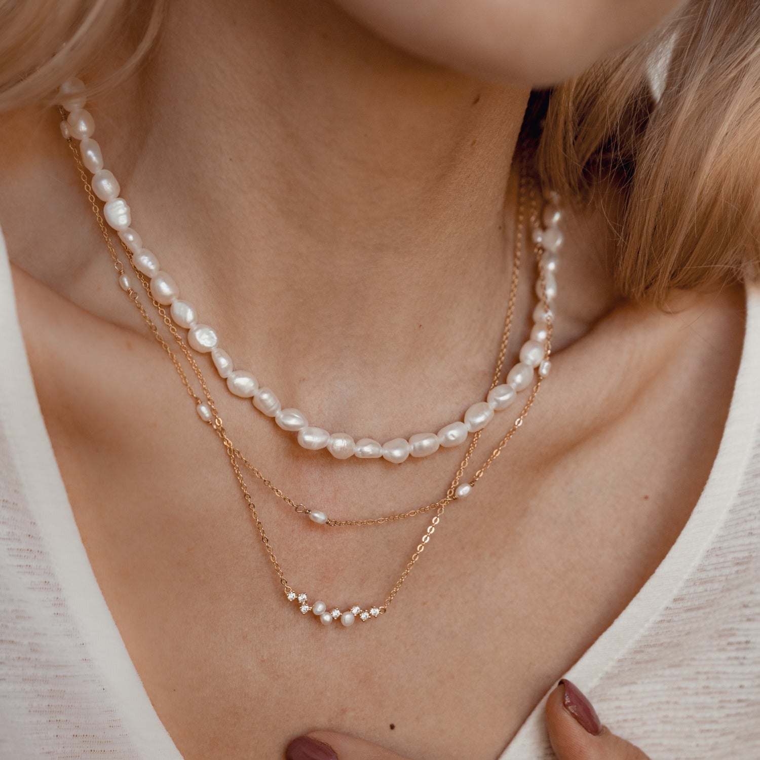 Cluster Pearl Pendant Necklace Sterling Silver Hey Happiness