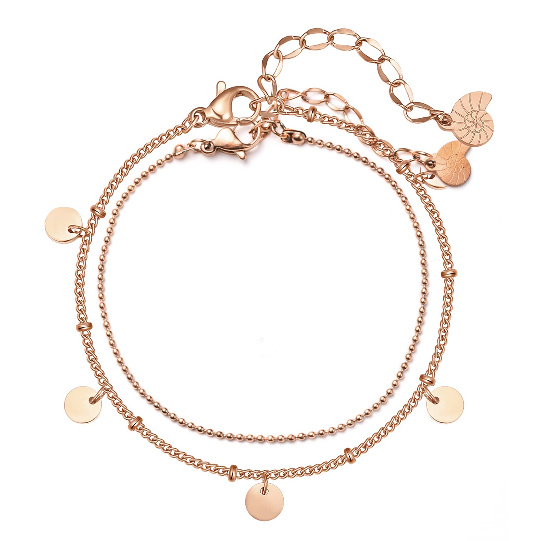 【TATIANA】Pearl and Petit Cubic Ball Chain Bracelet〜2点SET coin-and-bar-chain-bracelet-
