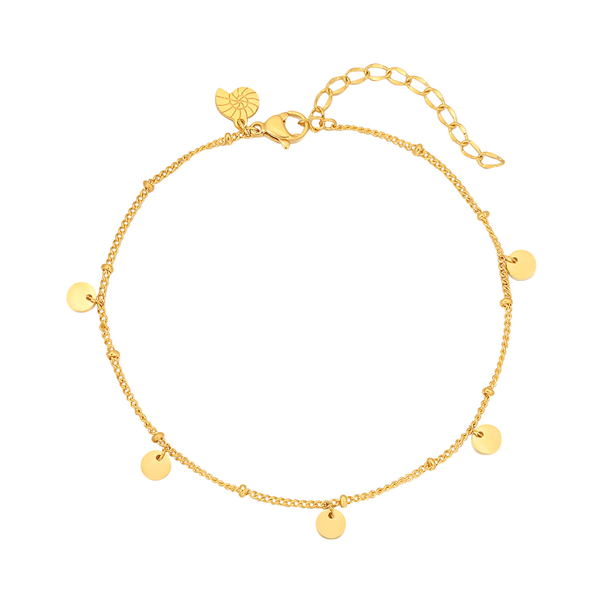 Bracelet de Cheville Chaîne Bobbles Cercles en Or