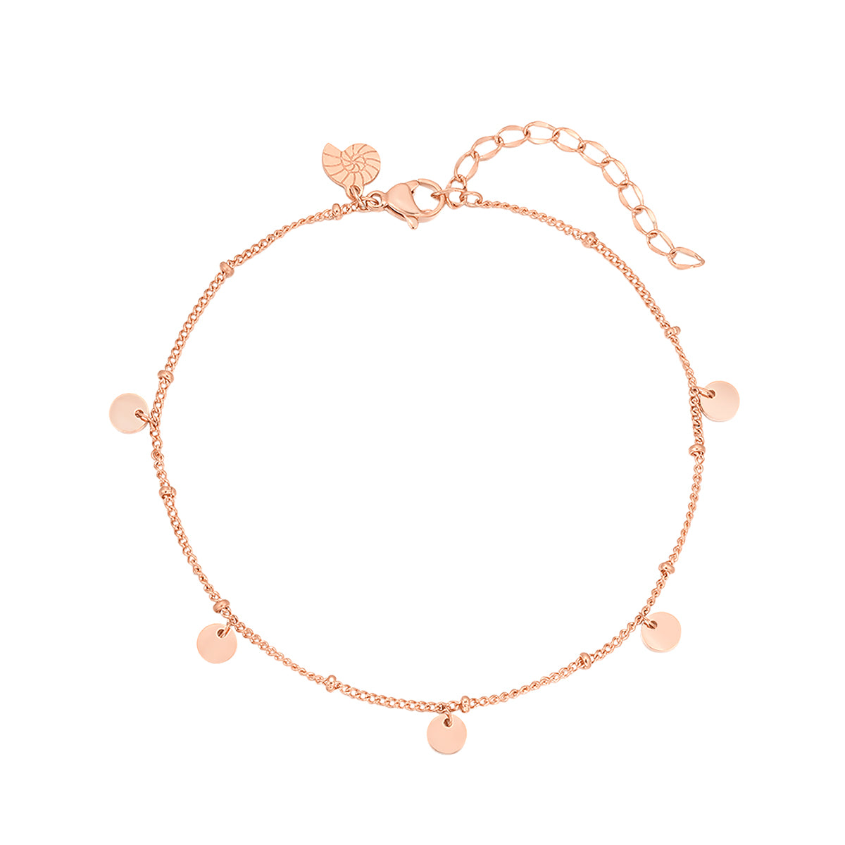 Circles Bobble Chain Anklet Rose Gold