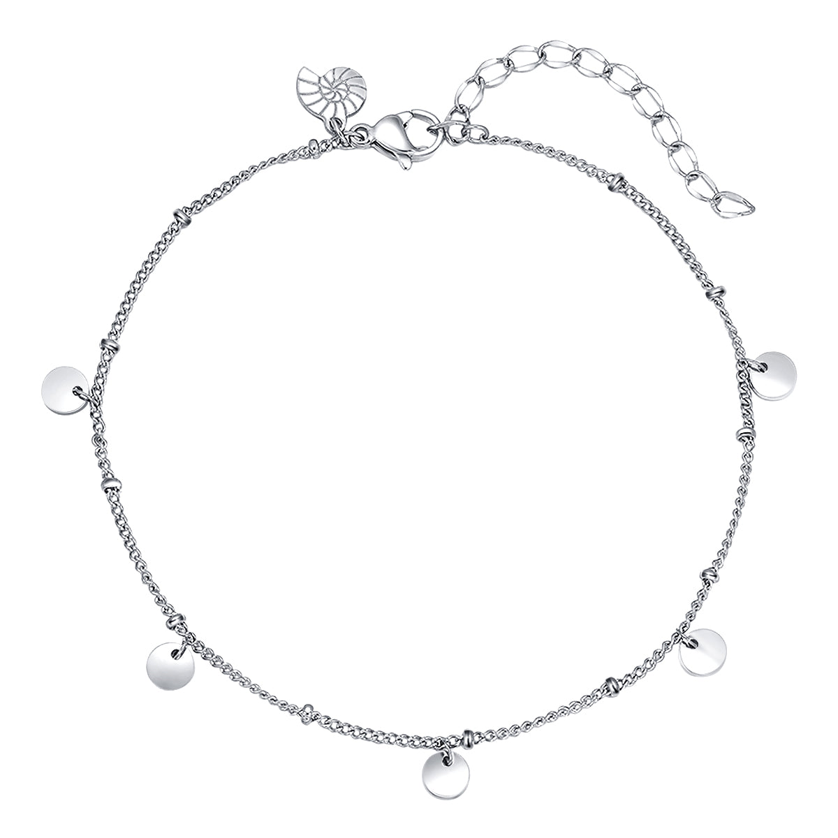 Circles Bobble Chain Anklet Silver