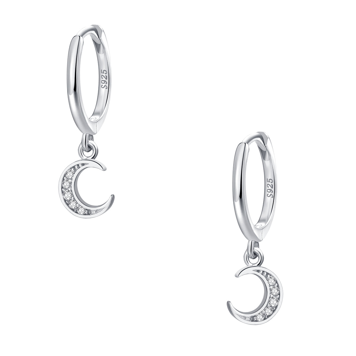 Pendientes Huggie de Luna Creciente Plata de Ley 925