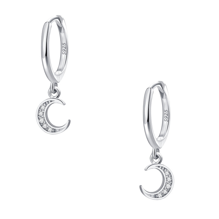 Pendientes Huggie de Luna Creciente Plata de Ley 925