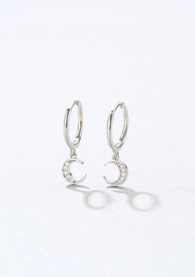 Pendientes Huggie de Luna Creciente Plata de Ley 925