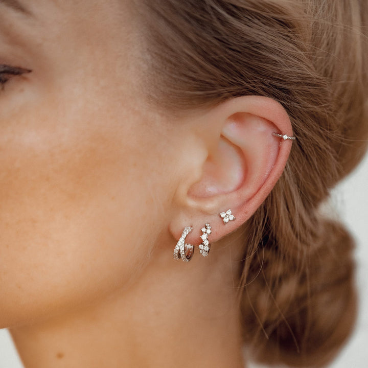Criss Cross Hoop Gemstones Earrings Sterling Silver