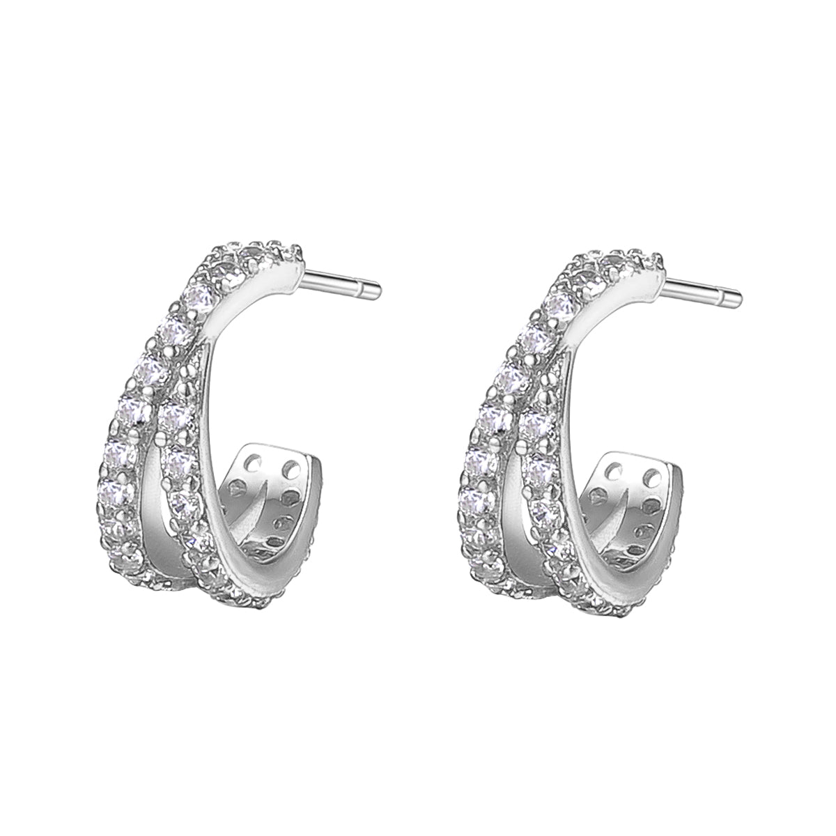 Kreuz und Quer Creolen mit Edelsteinen Sterlingsilber