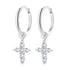 Cross Charm Hoop Earrings Sterling Silver