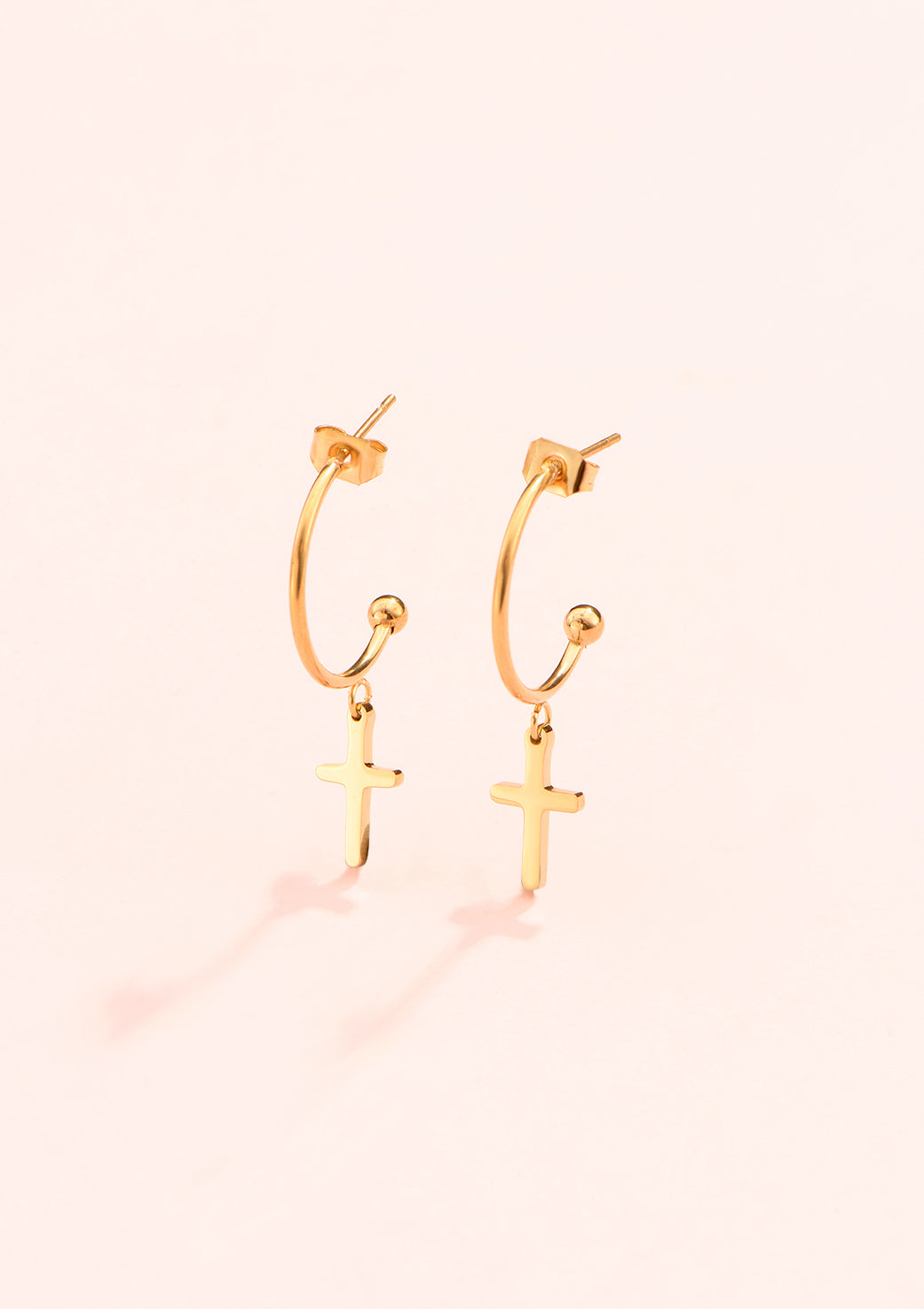 Cross Hoop Earrings Gold