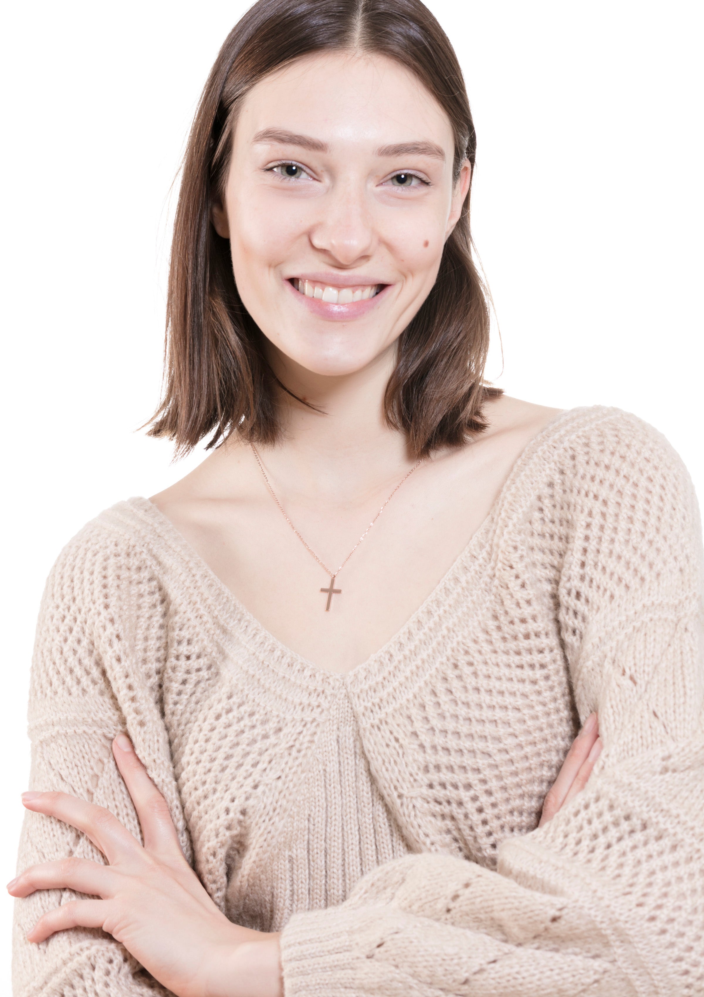 Collier Pendentif Croix Or Rose