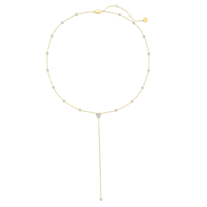 Crystal Heart Y Lariat Necklace Waterproof