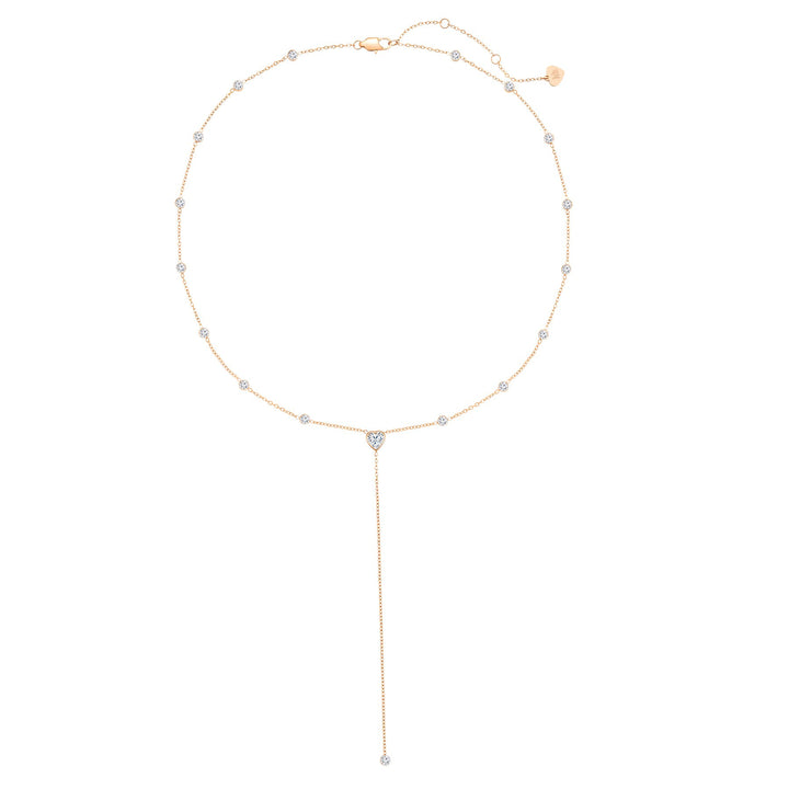 Crystal Heart Y Lariat Necklace Waterproof