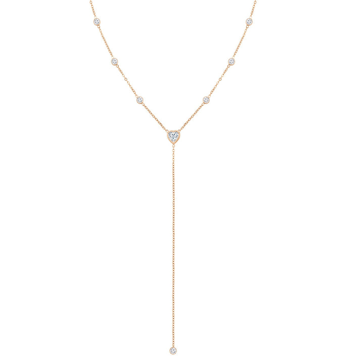 Crystal Heart Y Lariat Necklace Waterproof