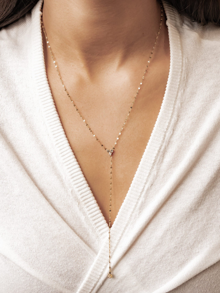 Crystal Trio Y Lariat Necklace Waterproof