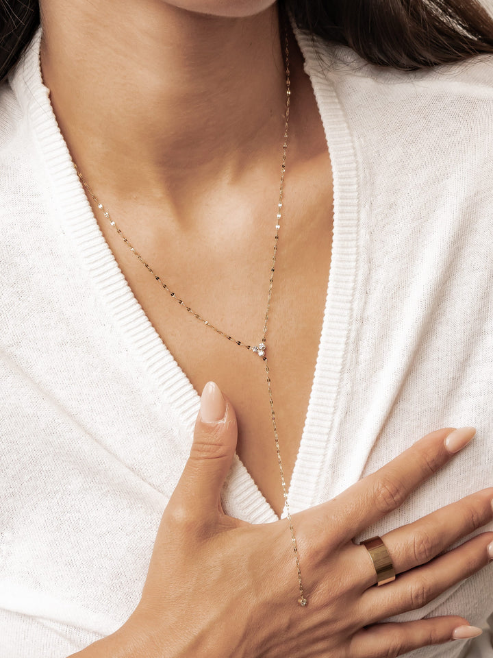 Crystal Trio Y Lariat Necklace Waterproof