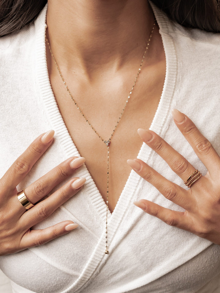 Crystal Trio Y Lariat Necklace Waterproof