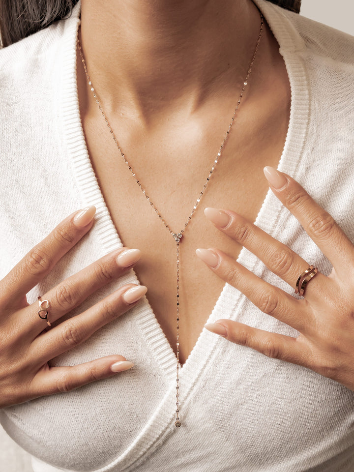 Crystal Trio Y Lariat Necklace Waterproof