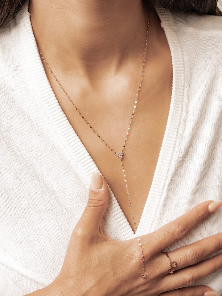 Crystal Trio Y Lariat Necklace Waterproof