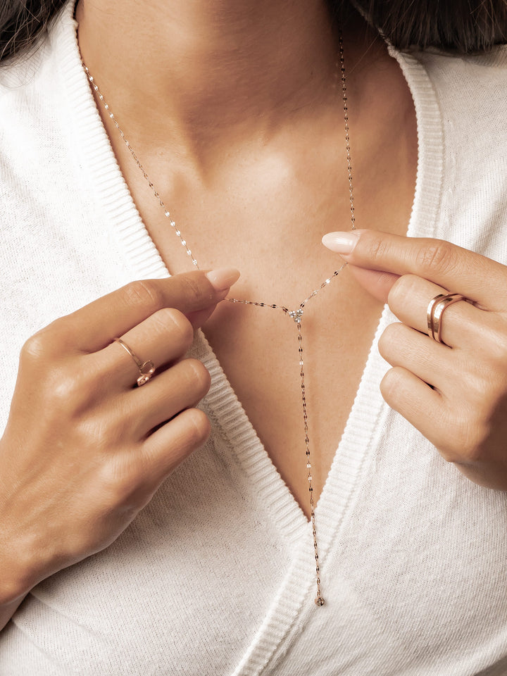 Crystal Trio Y Lariat Necklace Waterproof