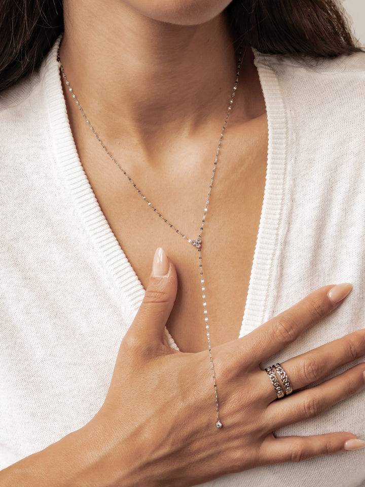 Crystal Trio Y Lariat Necklace Waterproof