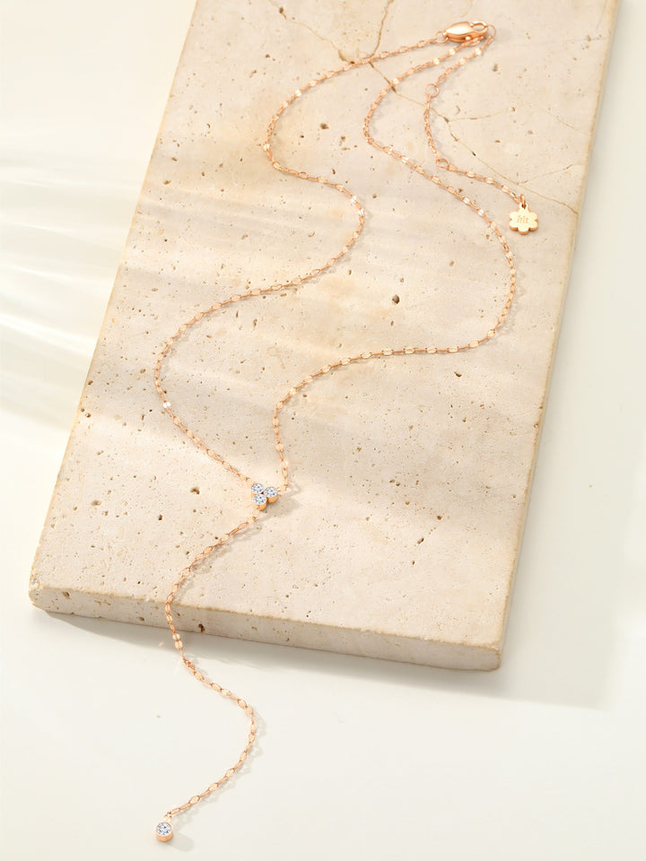 Crystal Trio Y Lariat Necklace Waterproof