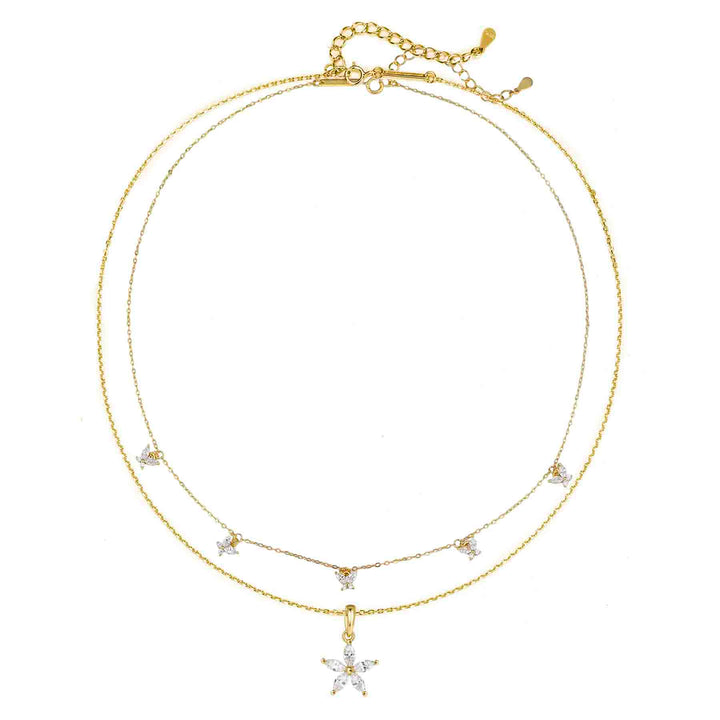 Conjunto de Collares con Margaritas y Mariposas en Oro