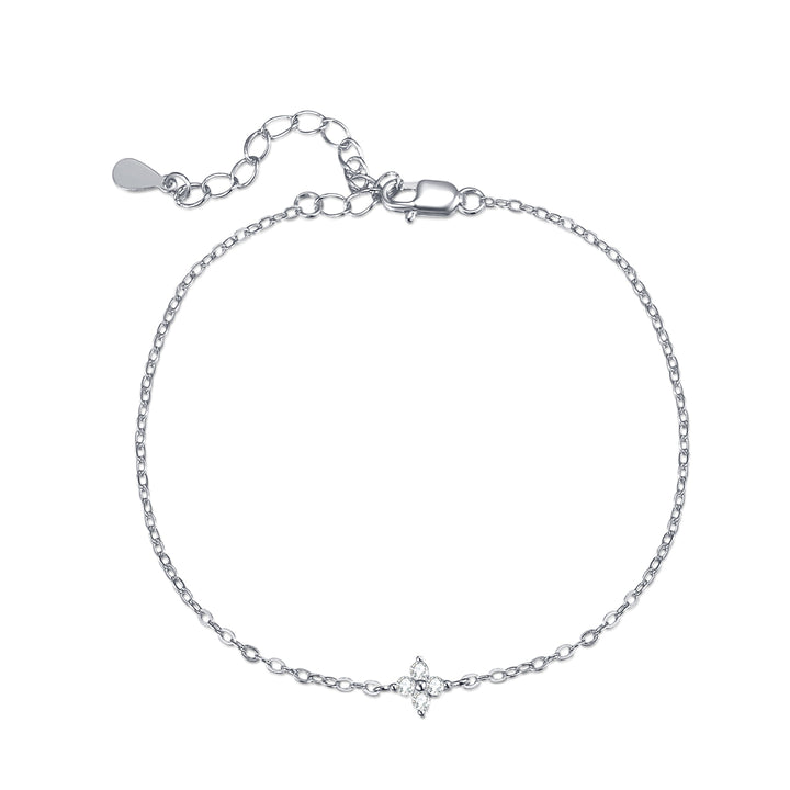 Bracelet chaîne pendentif marguerite en argent sterling
