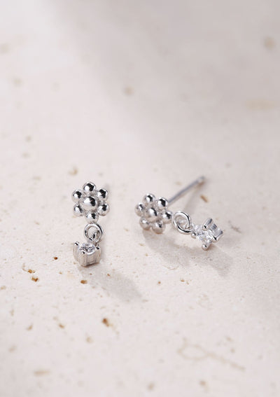 Daisy Dangle Stud Earrings Sterling Silver